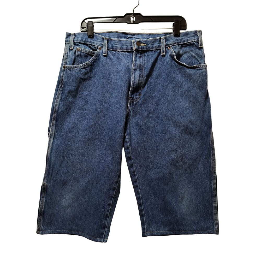 Dickies Relaxed Fit Denim Carpenter Shorts Men’s 36x16 Blue Denim Utility